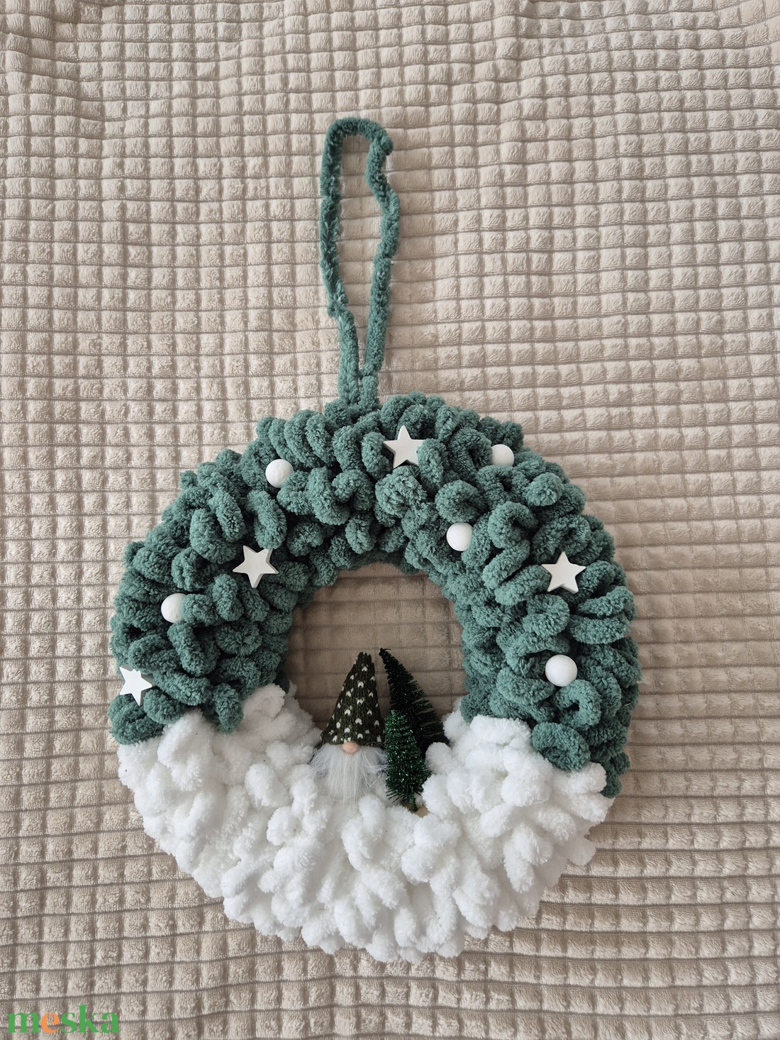 Karácsonyi ajtódísz fenyőfa és manó - karácsony - karácsonyi lakásdekoráció - karácsonyi ajtódíszek - Meska.hu