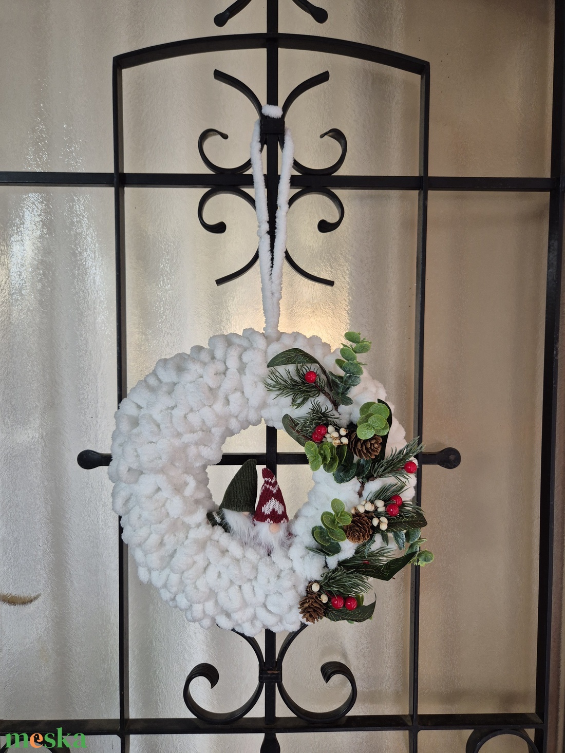 Karácsonyi ajtódísz fehér - karácsony - karácsonyi lakásdekoráció - karácsonyi ajtódíszek - Meska.hu