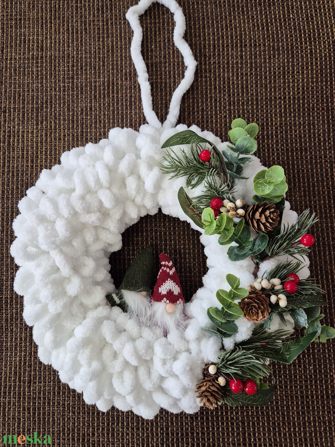 Karácsonyi ajtódísz fehér - karácsony - karácsonyi lakásdekoráció - karácsonyi ajtódíszek - Meska.hu