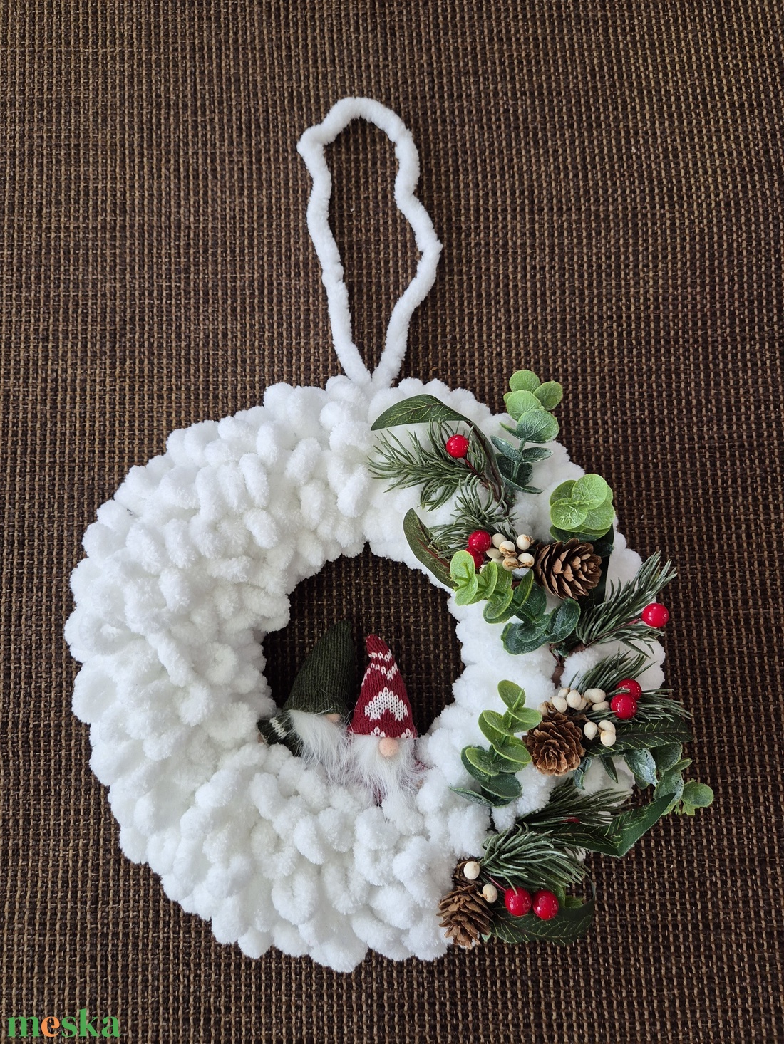 Karácsonyi ajtódísz fehér - karácsony - karácsonyi lakásdekoráció - karácsonyi ajtódíszek - Meska.hu