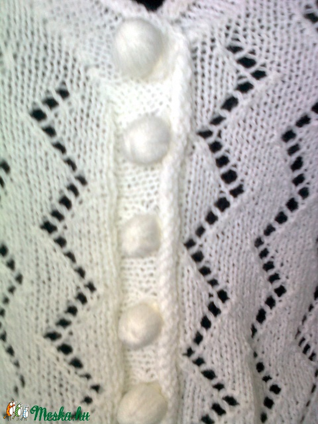 Fehér csipke kötött kardigán -  - Meska.hu