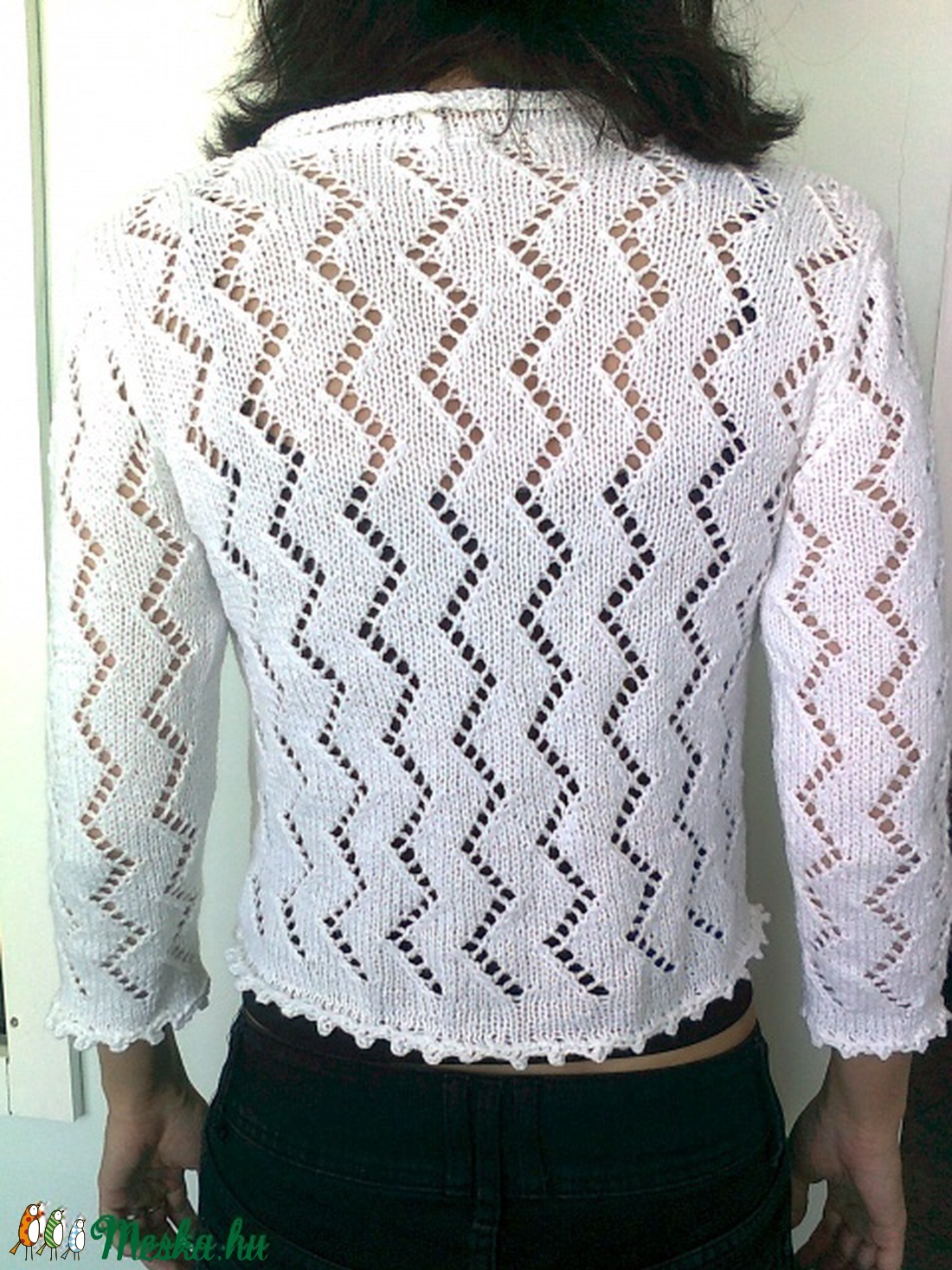 Fehér csipke kötött kardigán -  - Meska.hu