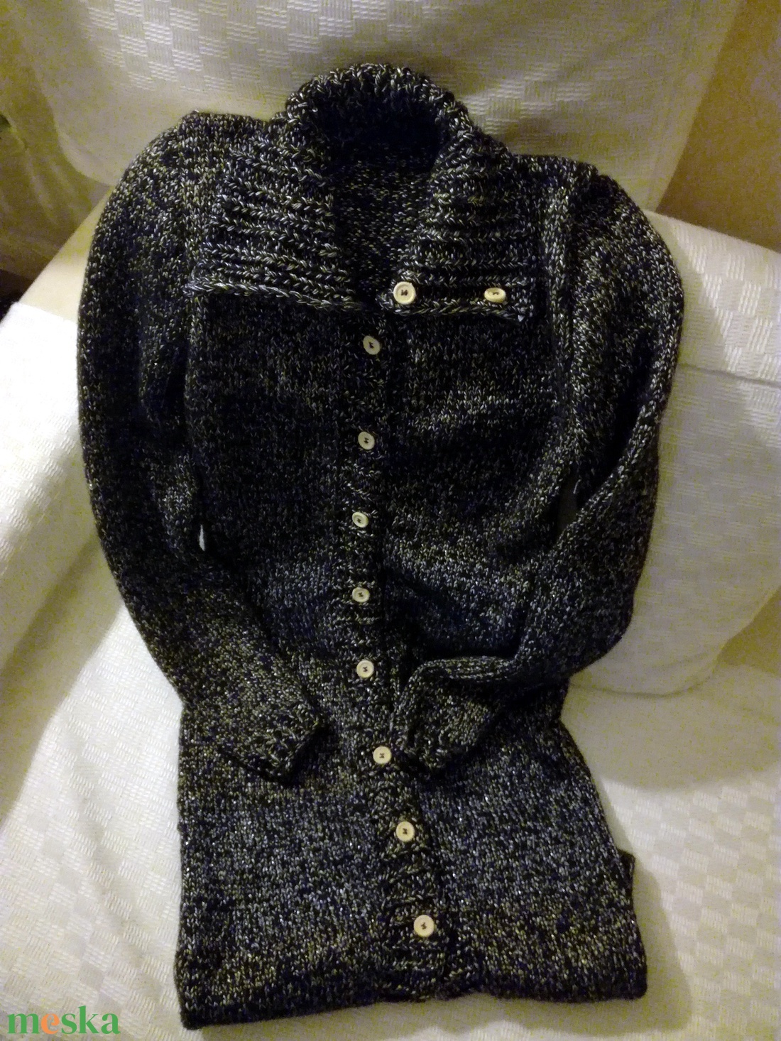 Fekete, arany, ezust kardigan - ruha & divat - női ruha - kardigánok - Meska.hu