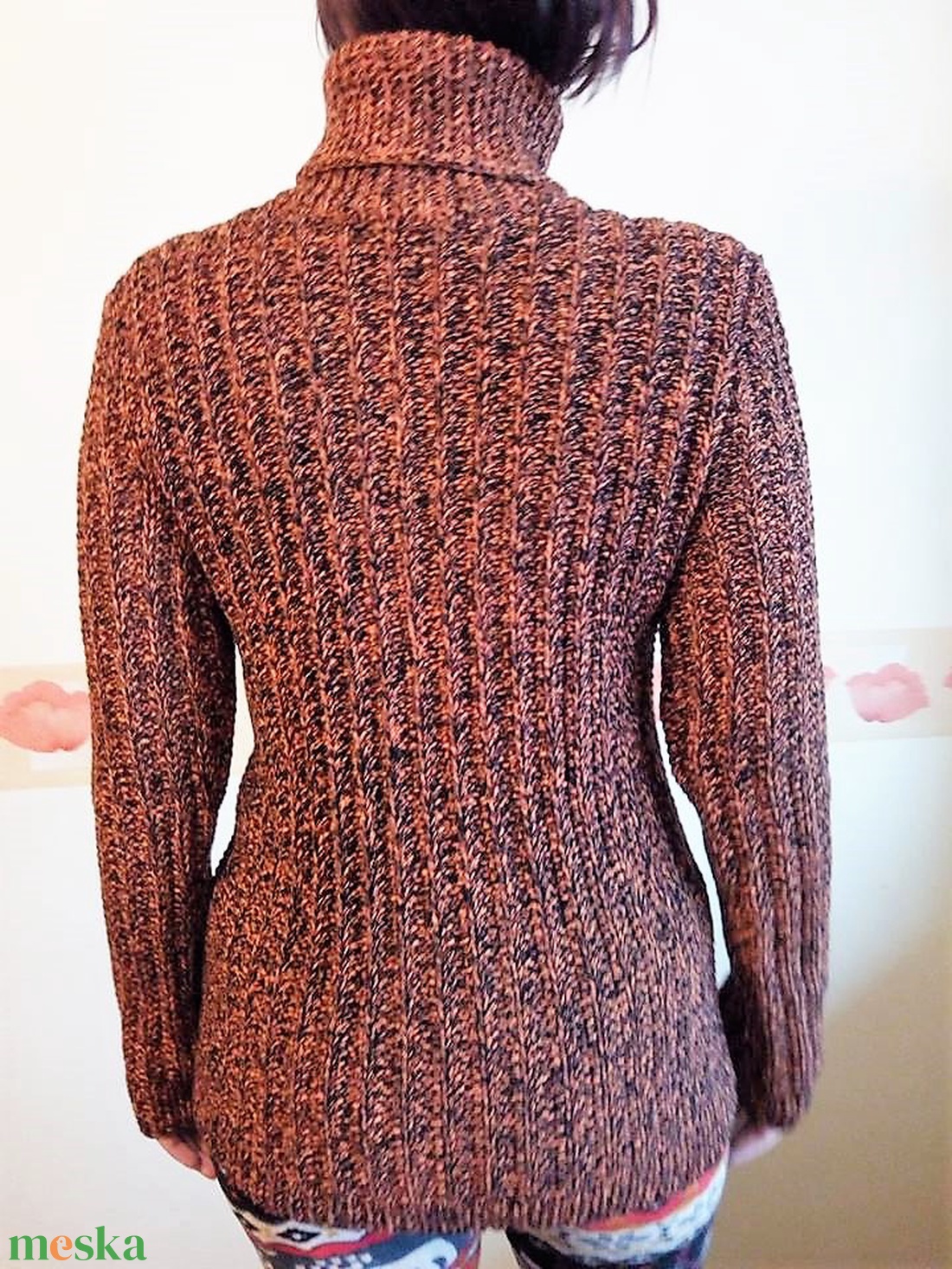 Kézzel kötött bordo XL pulóver  -  - Meska.hu