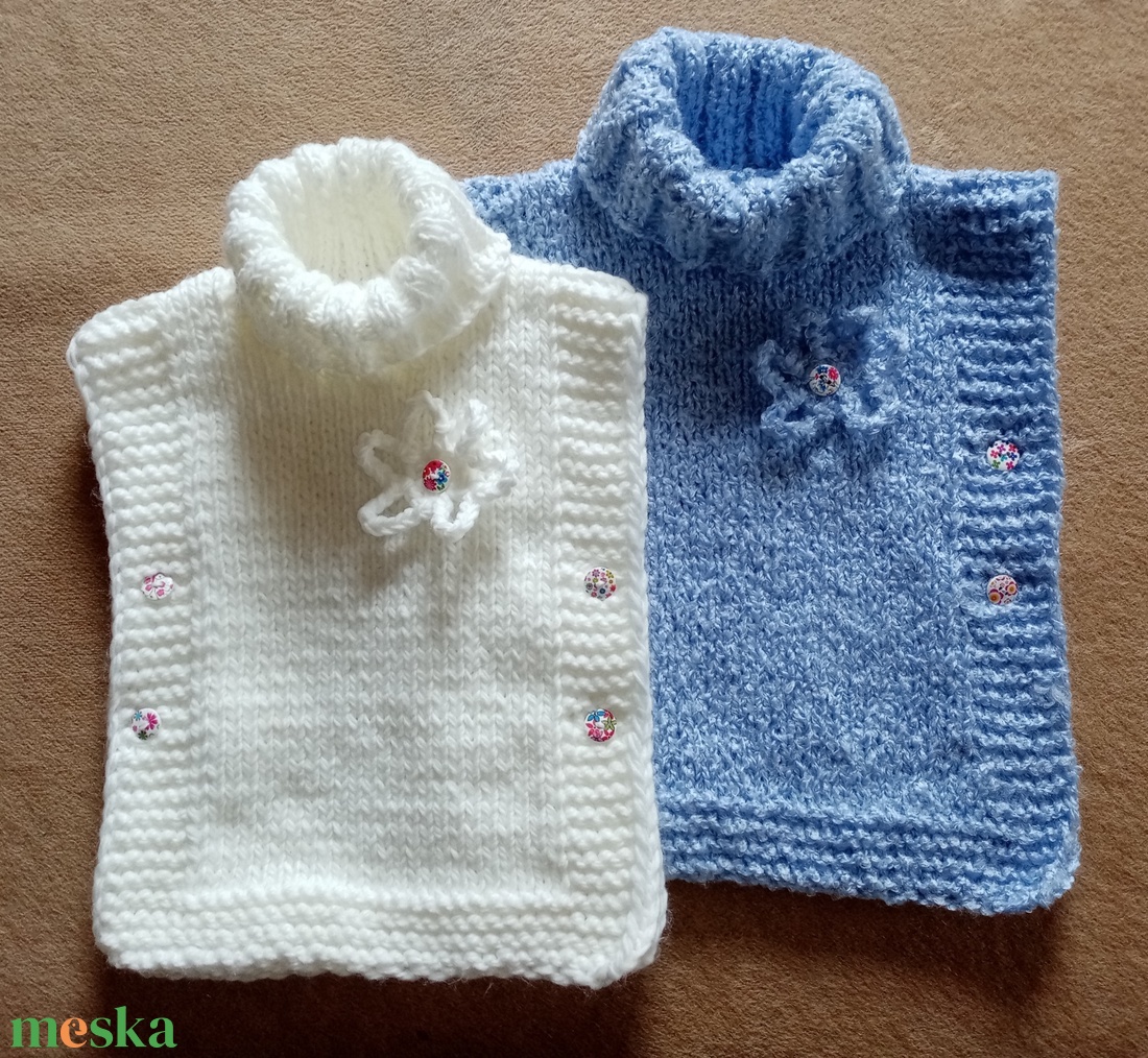 Kézzel kötött gyerek poncsó - ruha & divat - gyerekruha - pulóver - Meska.hu