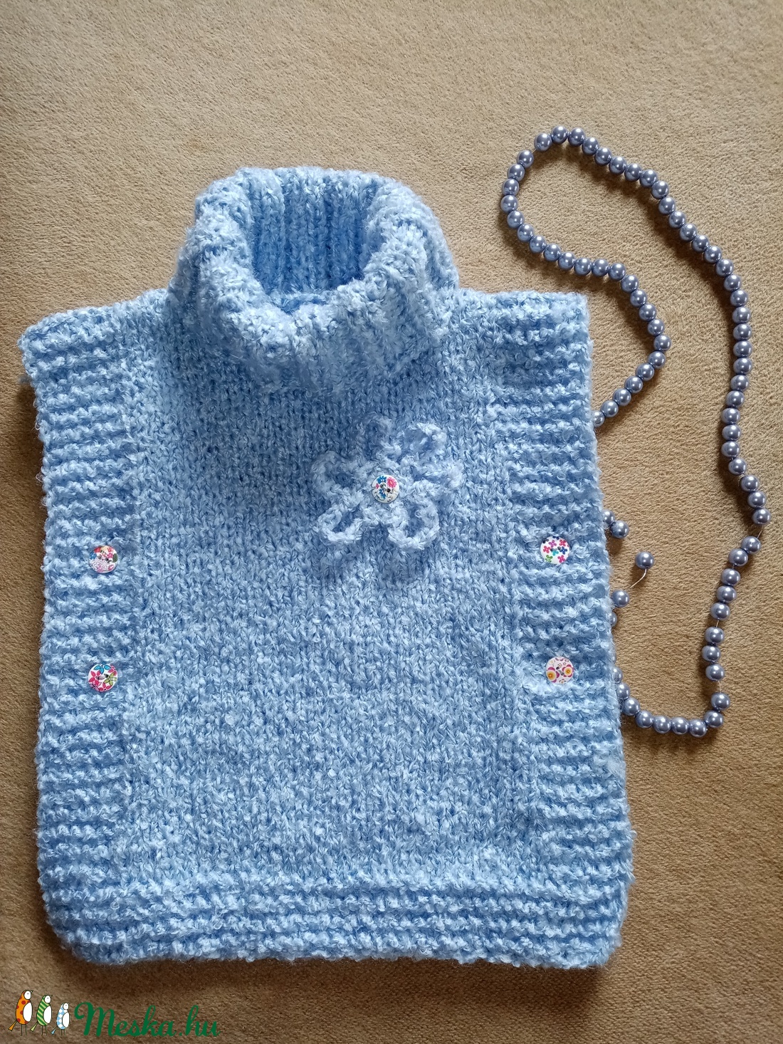 Kézzel kötött gyerek poncsó - ruha & divat - gyerekruha - pulóver - Meska.hu