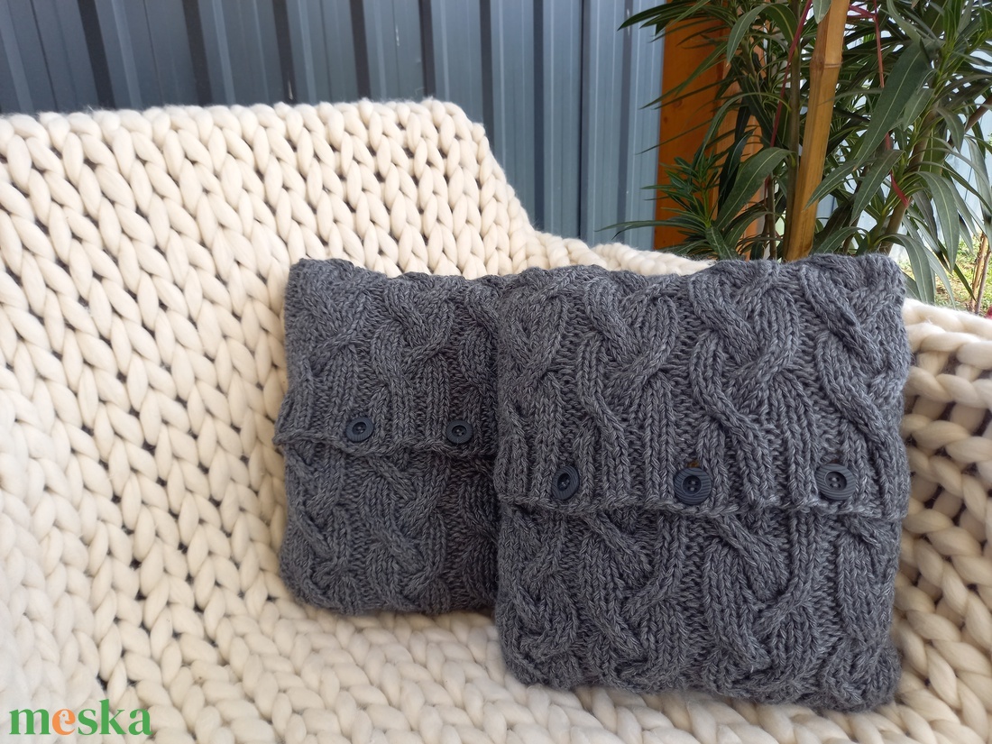 Kézzel kötött párna huzat  - otthon & életmód - lakástextil - párna & párnahuzat - Meska.hu