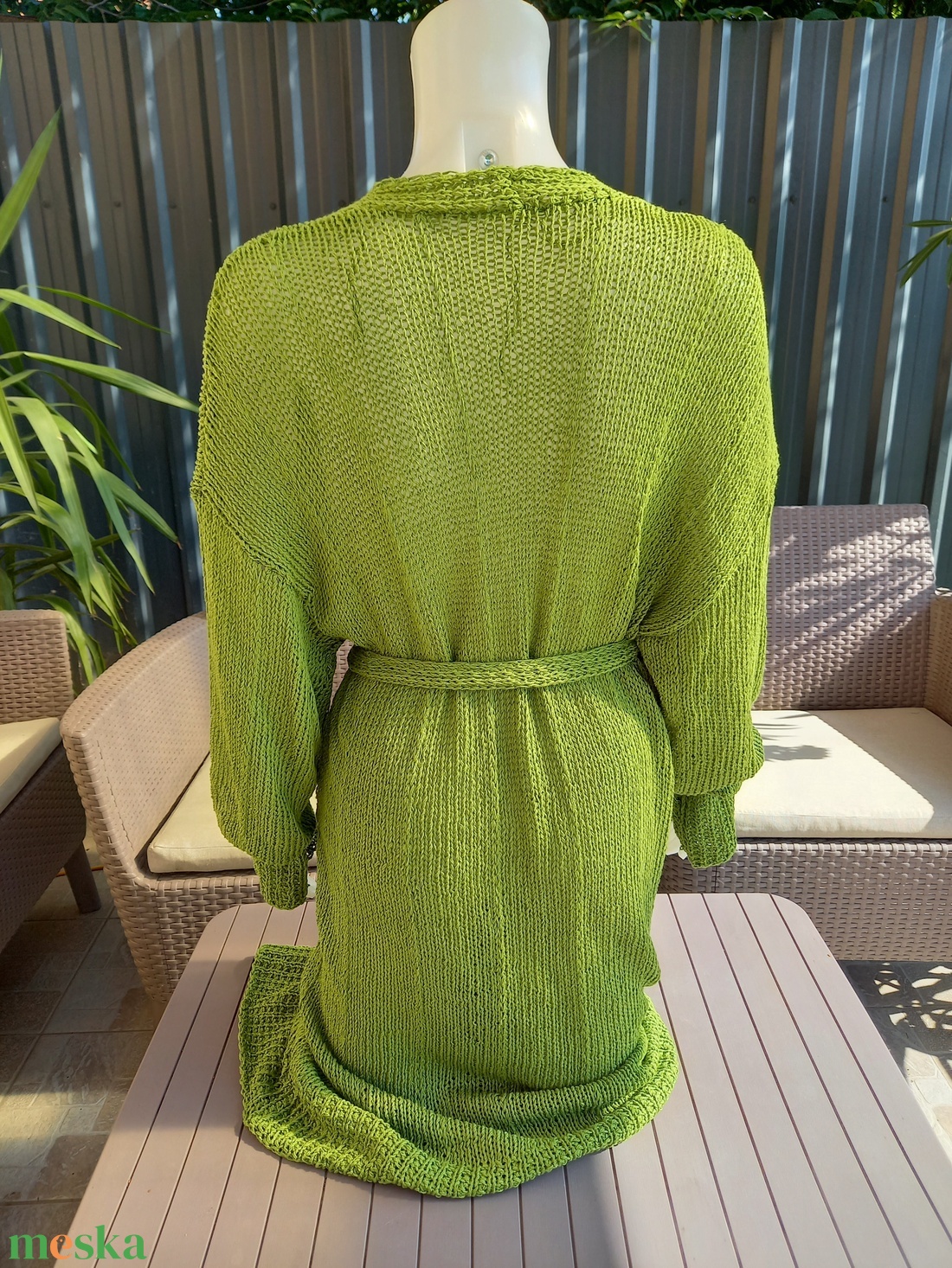 Kezi kötéssel készült hosszú Zöld kardigán - ruha & divat - női ruha - pulóver & kardigán - Meska.hu