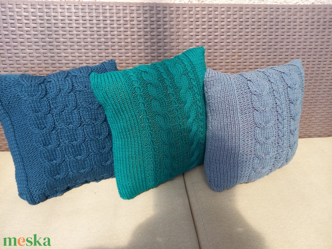 Kézzel kötött párnahuzat szett 35x35 cm 6 db/ szett cm  - otthon & életmód - lakástextil - párna & párnahuzat - Meska.hu