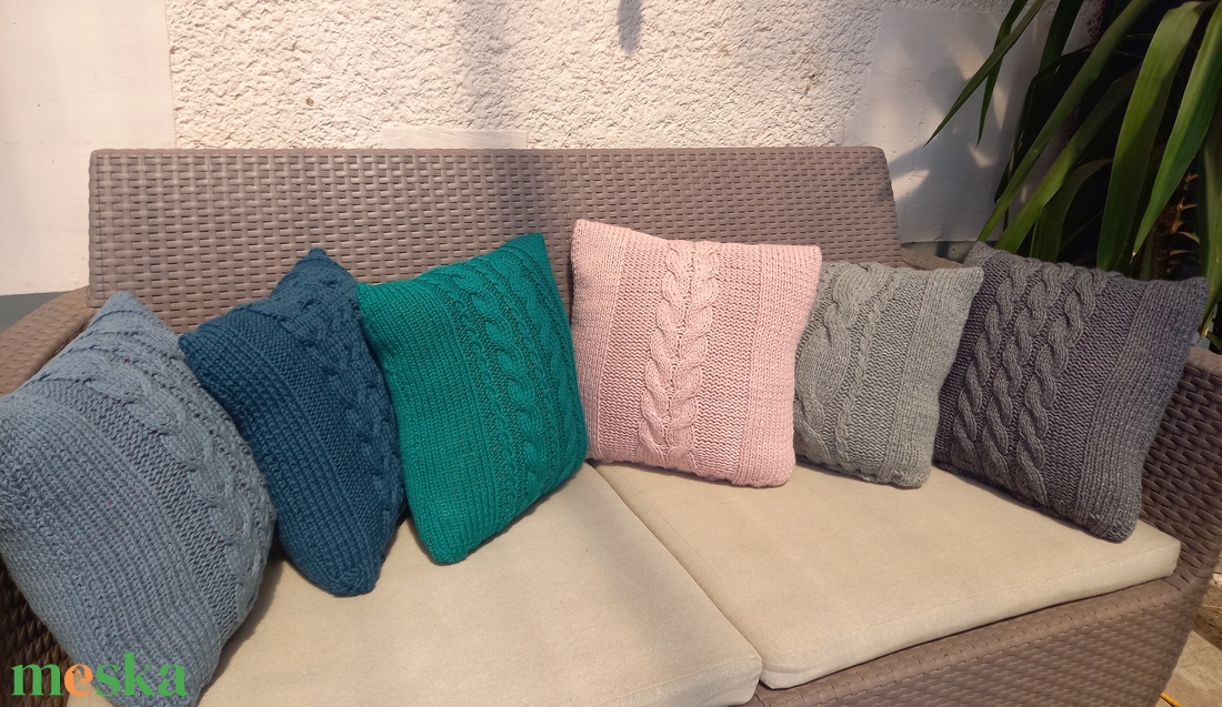 Kézzel kötött párnahuzat szett 35x35 cm 6 db/ szett cm  - otthon & életmód - lakástextil - párna & párnahuzat - Meska.hu