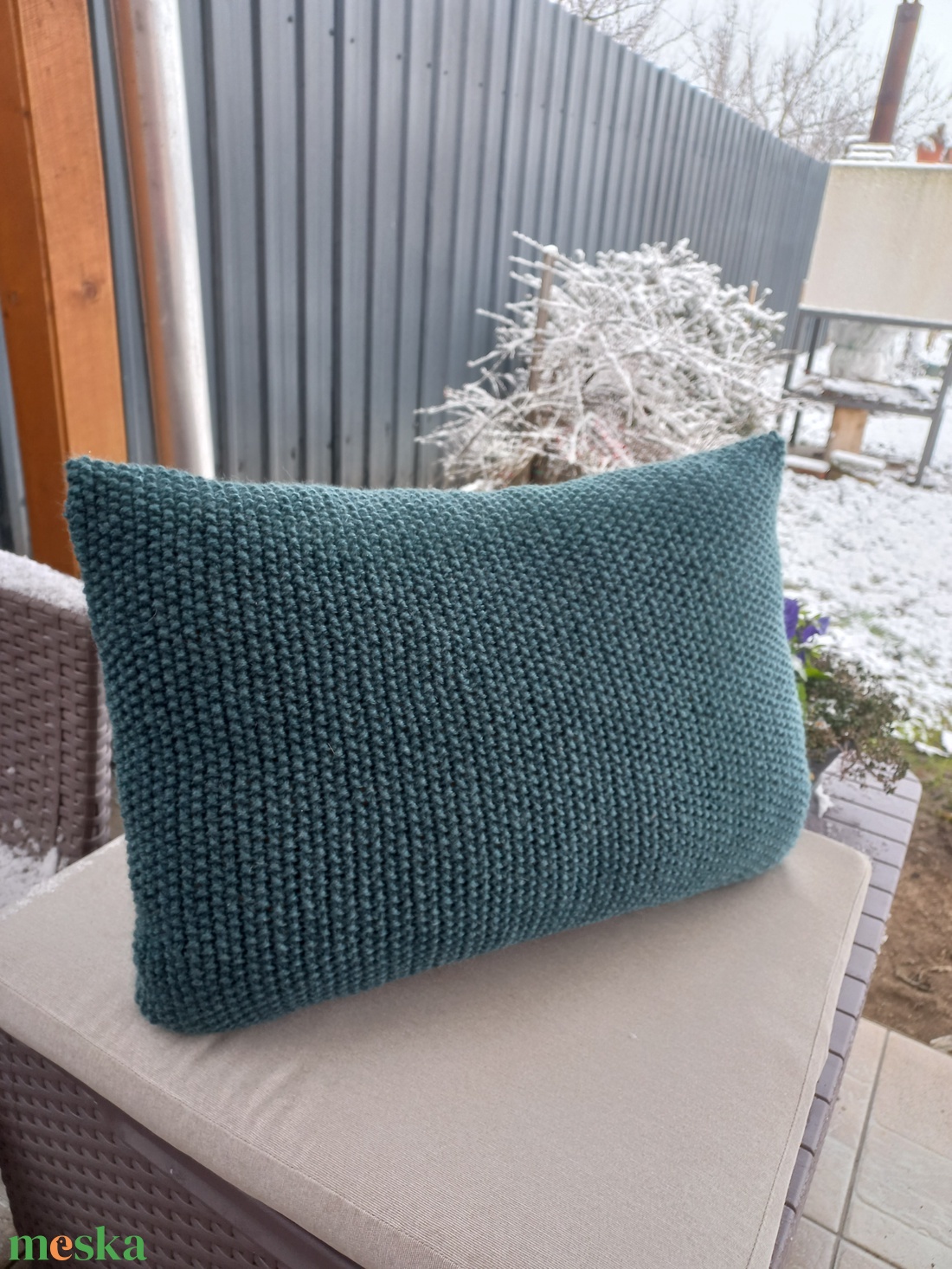 Kézzel kötött párna huzat türkiz  - otthon & életmód - lakástextil - párna & párnahuzat - díszpárnahuzat - Meska.hu