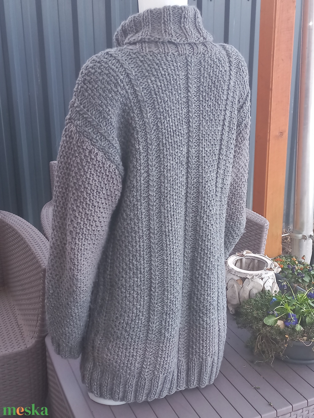 Szürke gyapjú női pulóver  - ruha & divat - női ruha - pulóver - Meska.hu