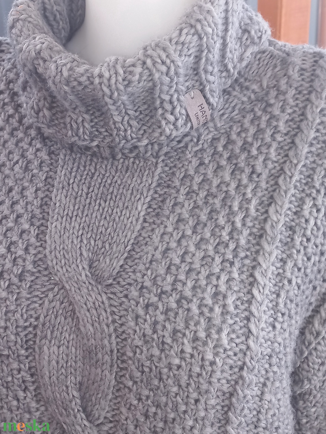 Szürke gyapjú női pulóver  - ruha & divat - női ruha - pulóver - Meska.hu