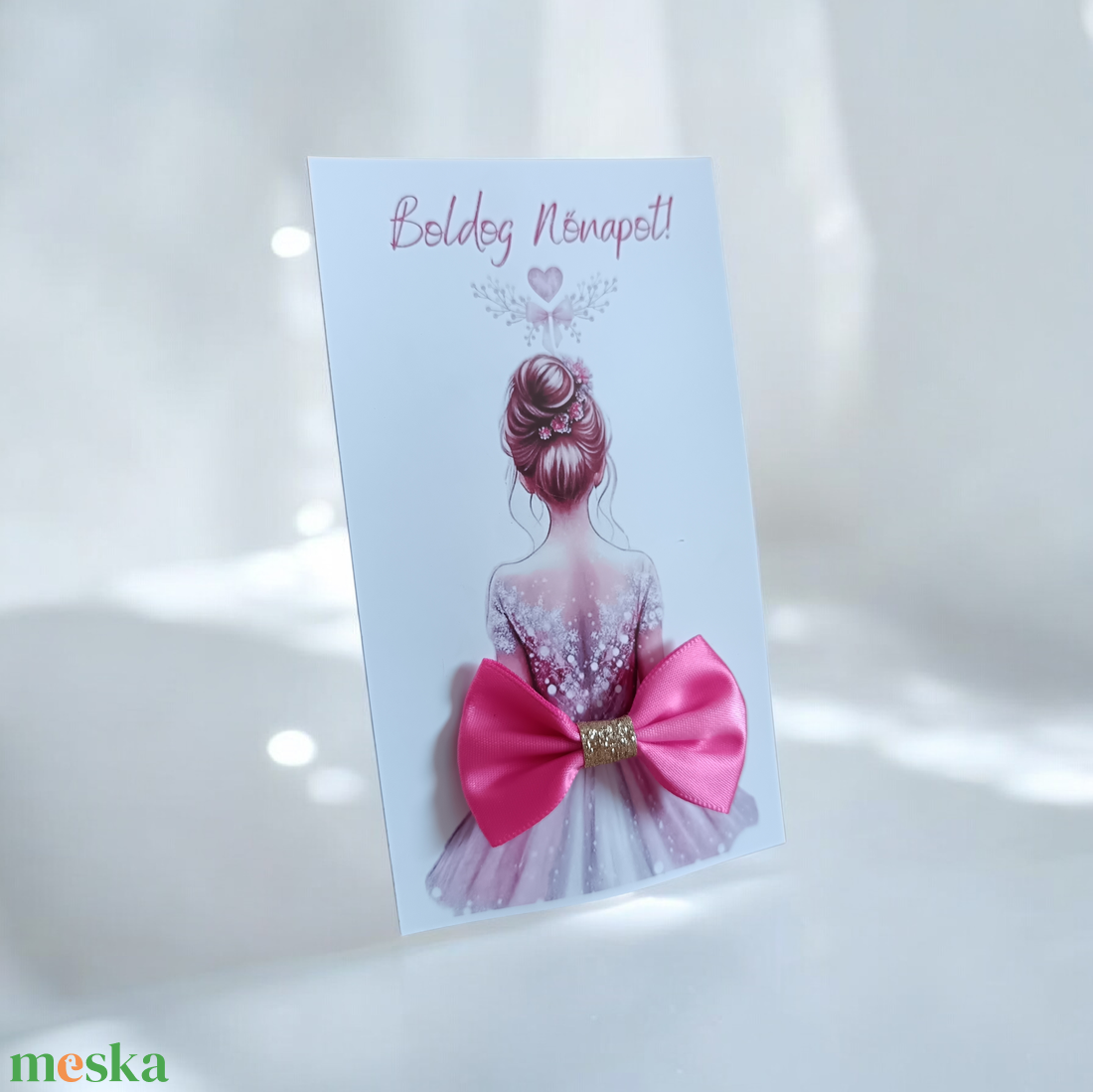 Nőnapi képeslap, hajcsattal - esküvő - emlék & ajándék - album & fotóalbum - Meska.hu