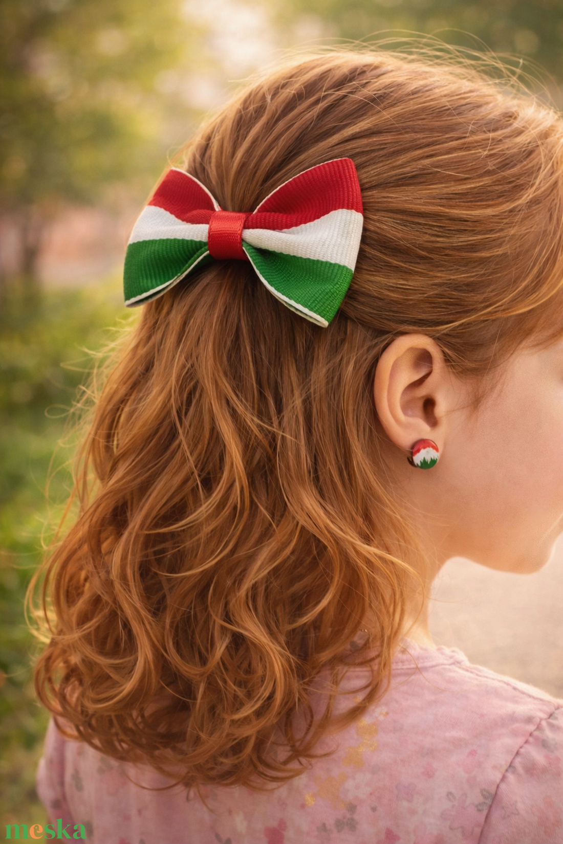 Magyaros pöttyfülbevaló, masni hajcsattal - ruha & divat - hajdísz & hajcsat - hajdísz - Meska.hu