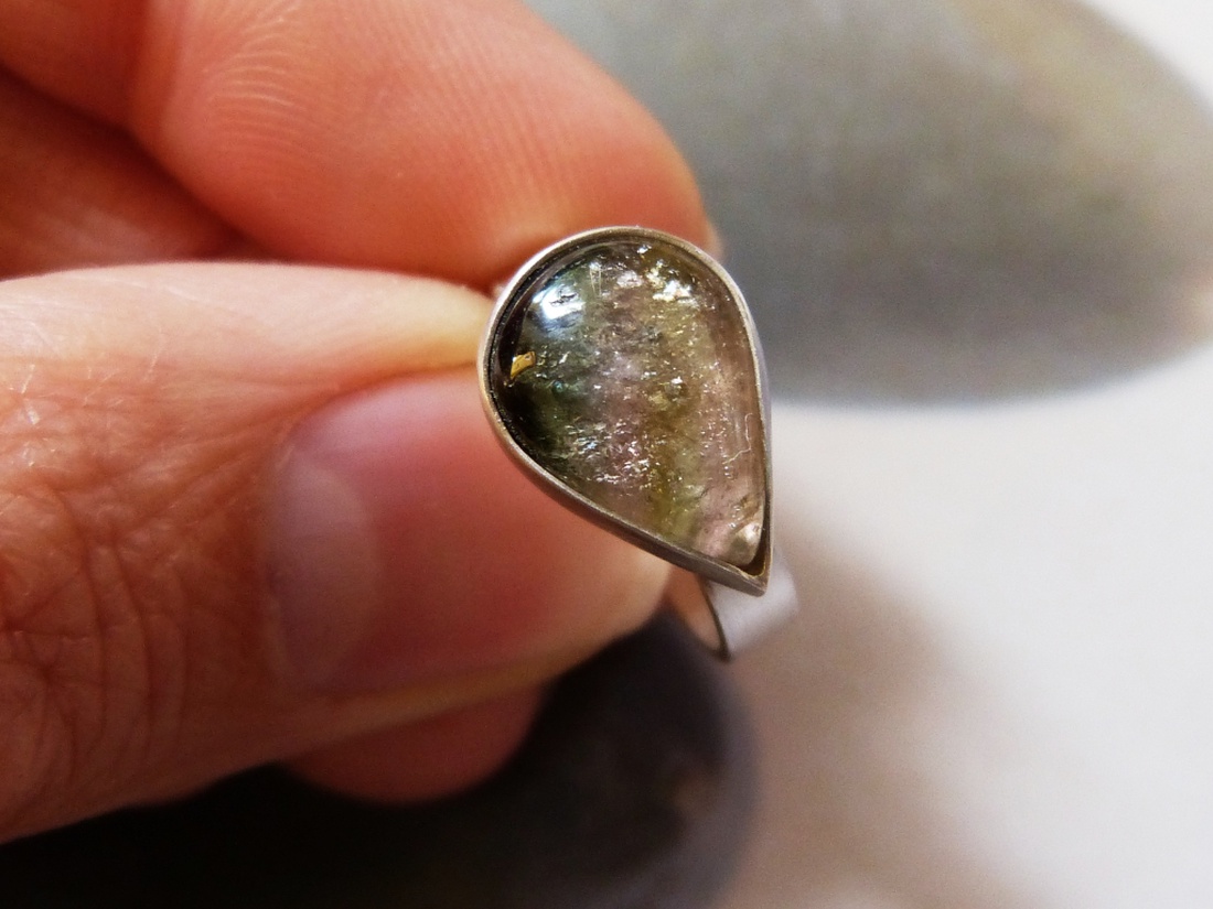 Dinnye turmalin ezüst gyűrű  -  - Meska.hu