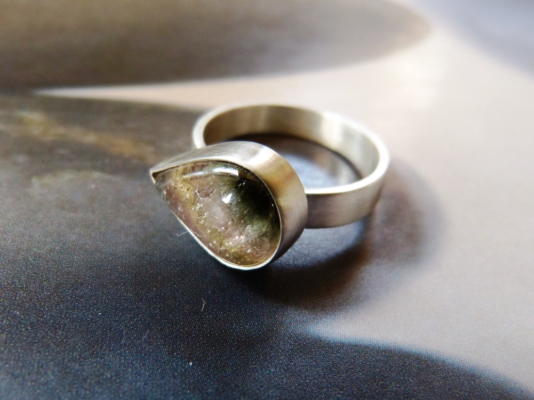 Dinnye turmalin ezüst gyűrű  -  - Meska.hu