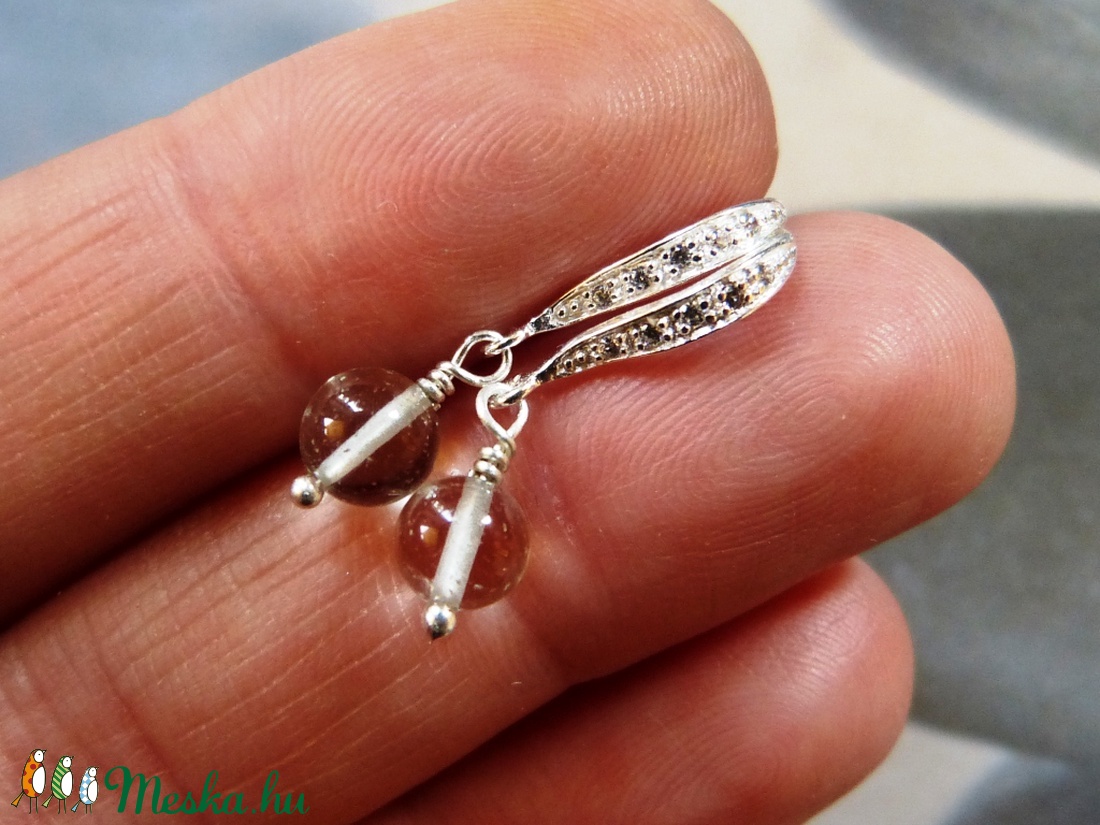 Praziolit (zöld ametiszt) ezüst fülbevaló -  - Meska.hu