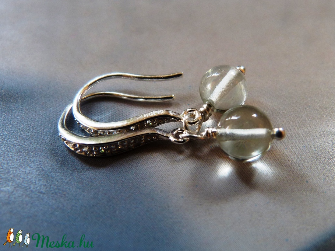 Praziolit (zöld ametiszt) ezüst fülbevaló -  - Meska.hu