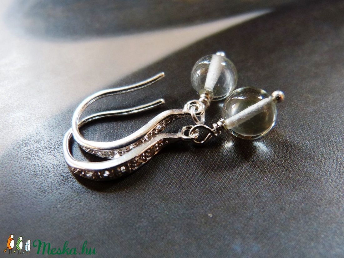 Praziolit (zöld ametiszt) ezüst fülbevaló -  - Meska.hu