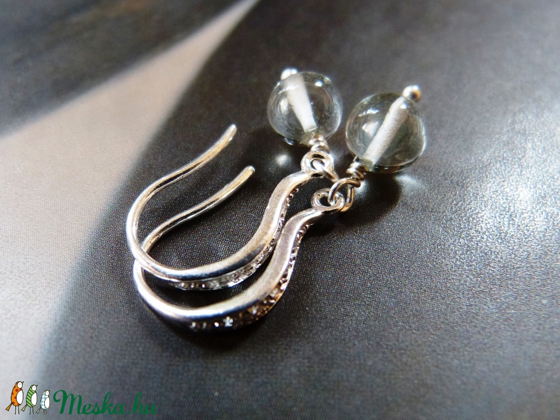 Praziolit (zöld ametiszt) ezüst fülbevaló -  - Meska.hu