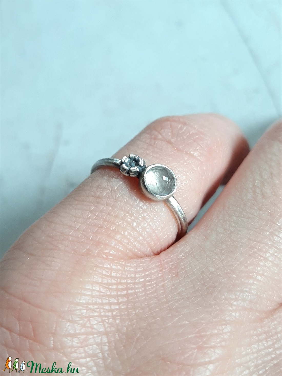 Rózsakvarc ezüst gyűrű  - ékszer - gyűrű - szoliter gyűrű - Meska.hu