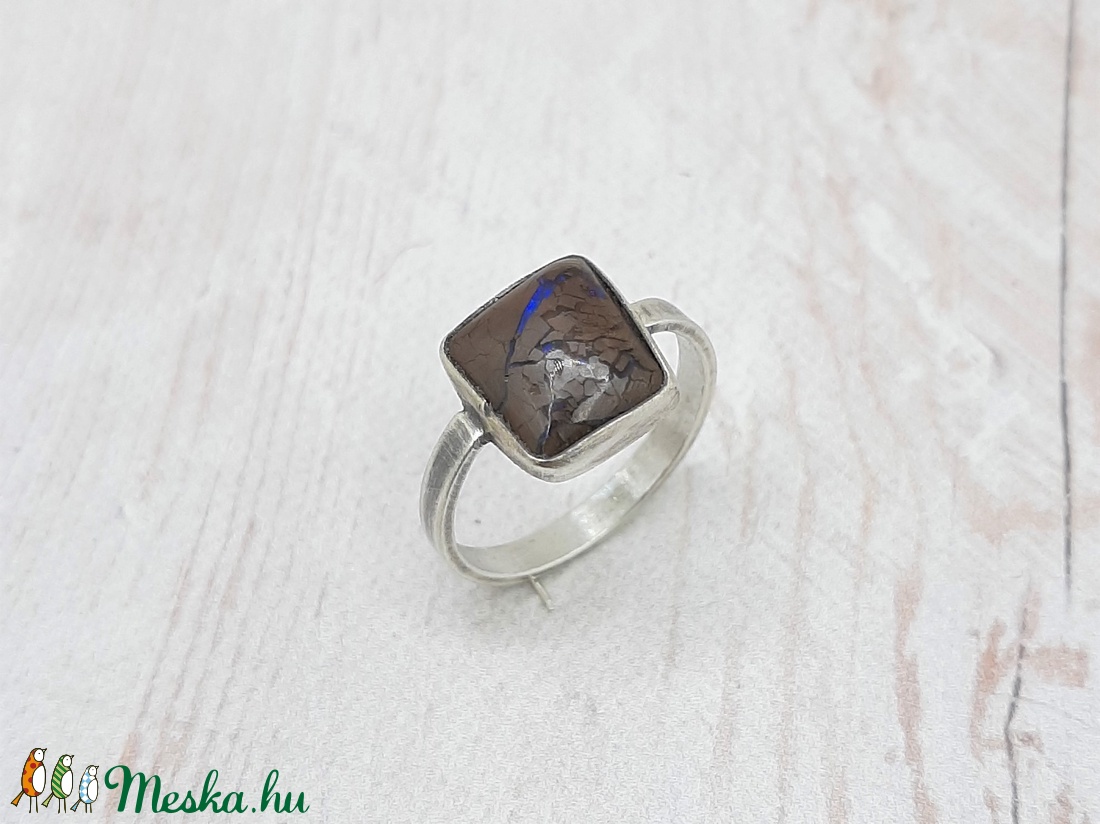 Ausztrál builder opál ezüst gyűrű  - ékszer - gyűrű - szoliter gyűrű - Meska.hu