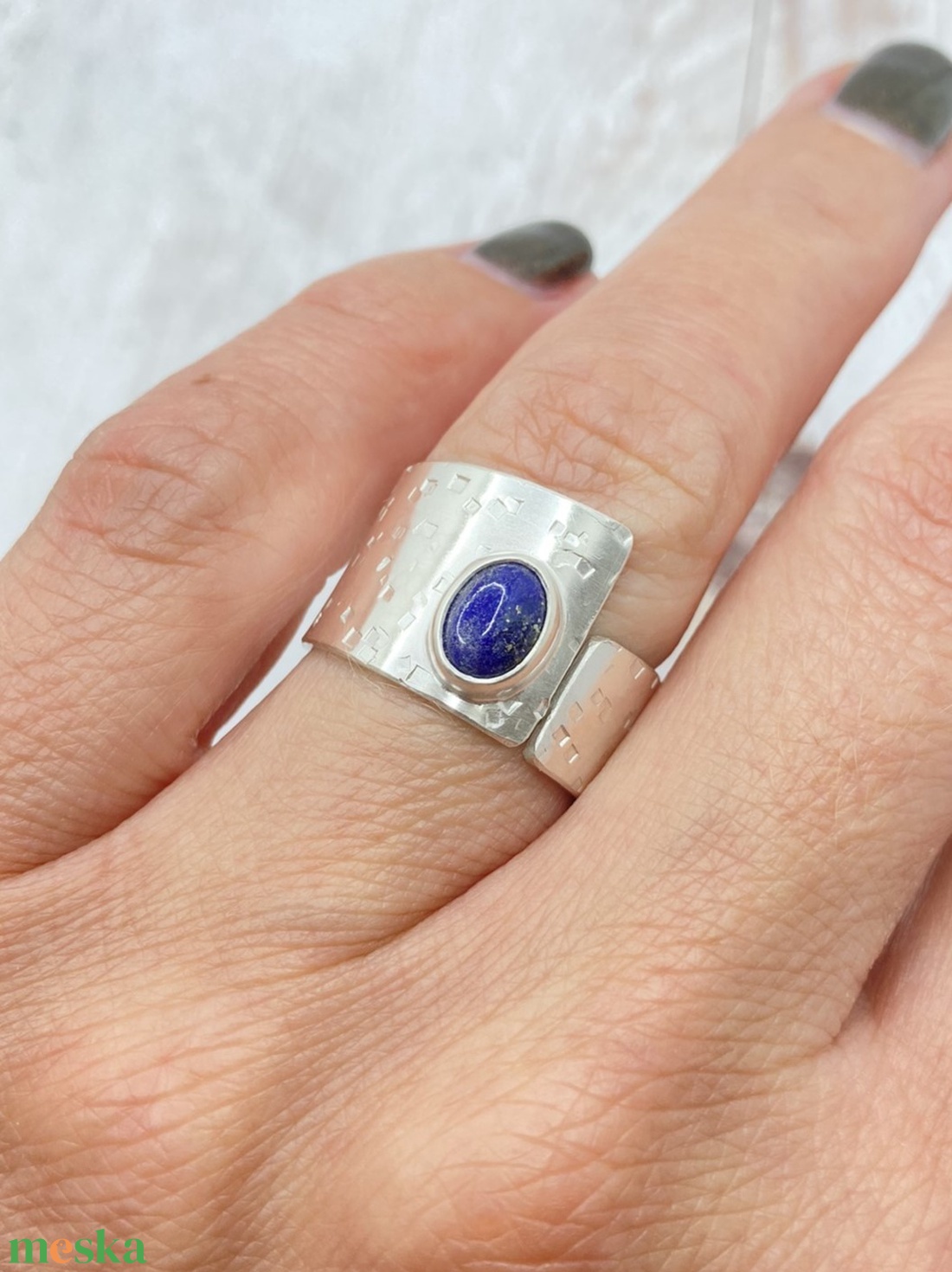Lápisz lazuli ezüst gyűrű  - ékszer - gyűrű - statement gyűrű - Meska.hu