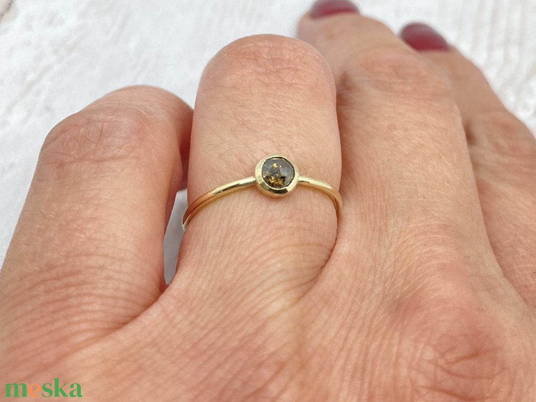 Arany gyűrű barna gyémánttal (14K) - ékszer - gyűrű - szoliter gyűrű - Meska.hu