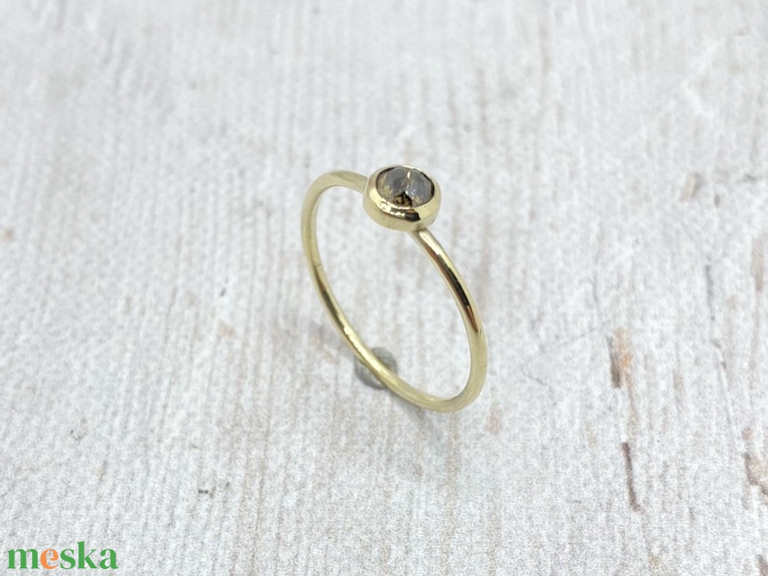 Arany gyűrű barna gyémánttal (14K) - ékszer - gyűrű - szoliter gyűrű - Meska.hu