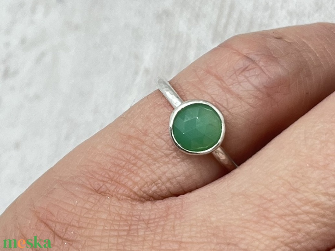 Krizopráz ezüst gyűrű  - ékszer - gyűrű - kerek gyűrű - Meska.hu