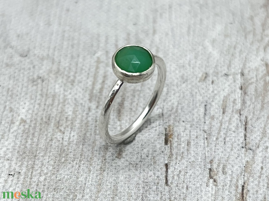 Krizopráz ezüst gyűrű  - ékszer - gyűrű - kerek gyűrű - Meska.hu