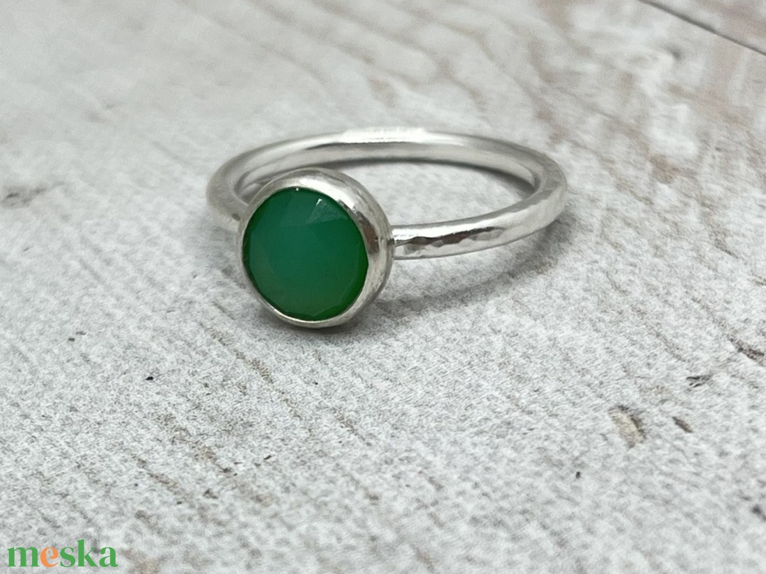 Krizopráz ezüst gyűrű  - ékszer - gyűrű - kerek gyűrű - Meska.hu