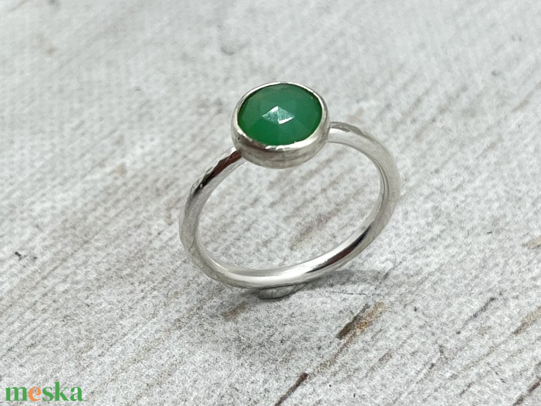 Krizopráz ezüst gyűrű  - ékszer - gyűrű - kerek gyűrű - Meska.hu