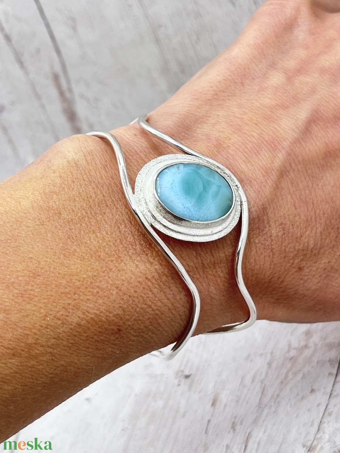 Larimár ezüst karperec - ékszer - karkötő - karperec - Meska.hu