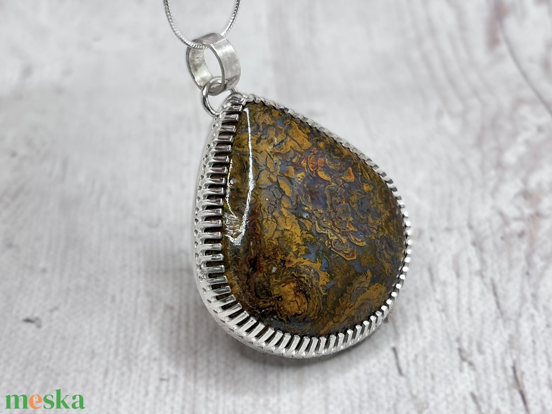 Mátrai achát ezüst nyaklánc  - ékszer - nyaklánc - statement nyaklánc - Meska.hu