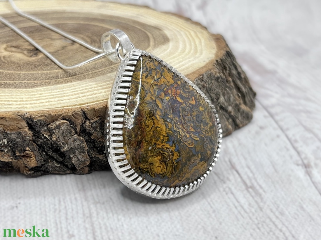 Mátrai achát ezüst nyaklánc  - ékszer - nyaklánc - statement nyaklánc - Meska.hu