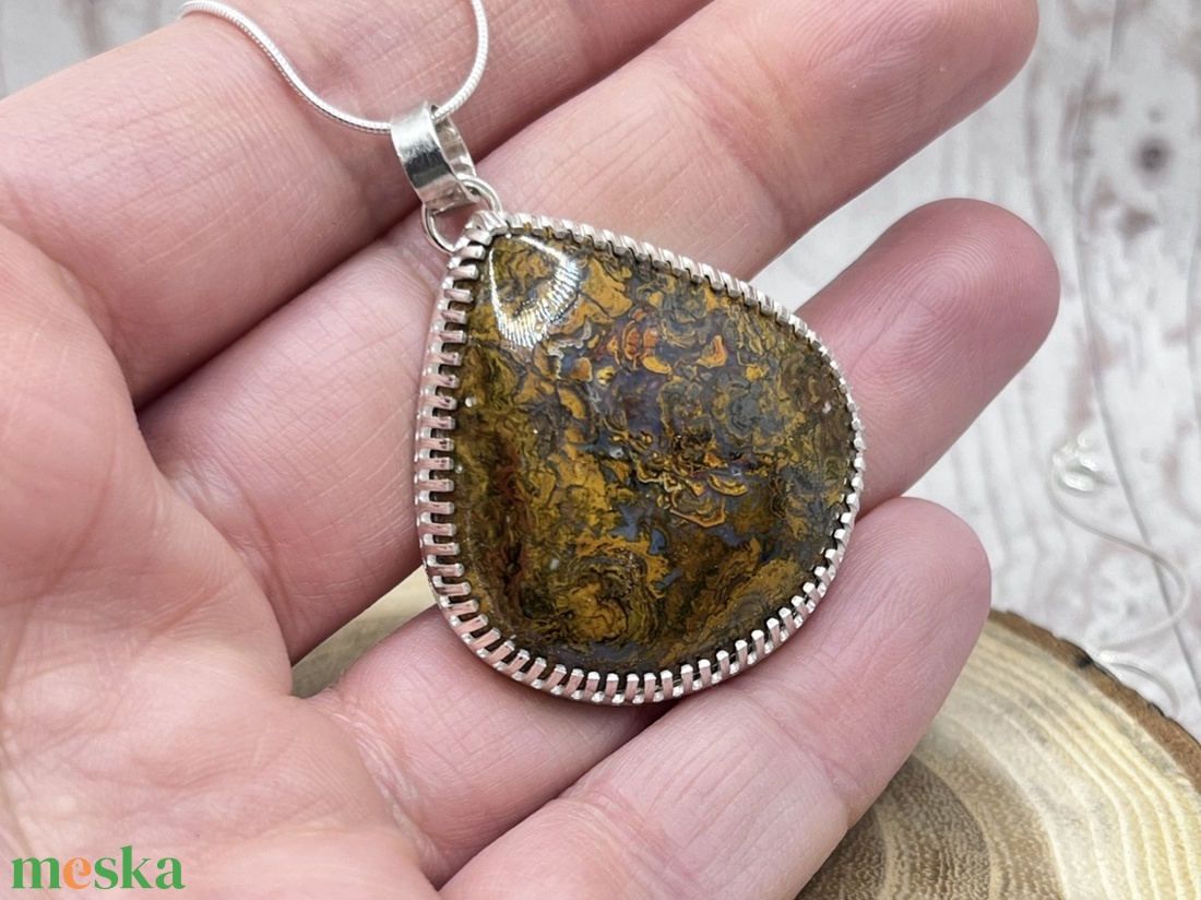 Mátrai achát ezüst nyaklánc  - ékszer - nyaklánc - statement nyaklánc - Meska.hu