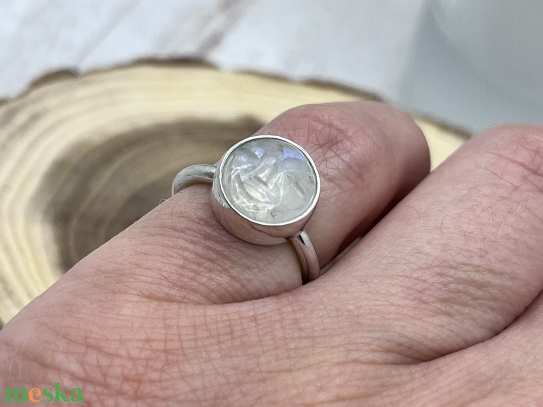 Telihold ezüst gyűrű holdkővel - ékszer - gyűrű - szoliter gyűrű - Meska.hu