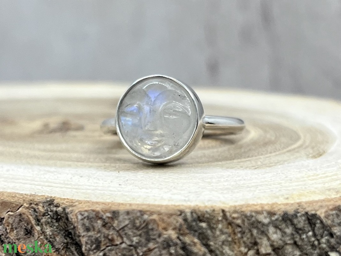 Telihold ezüst gyűrű holdkővel - ékszer - gyűrű - szoliter gyűrű - Meska.hu