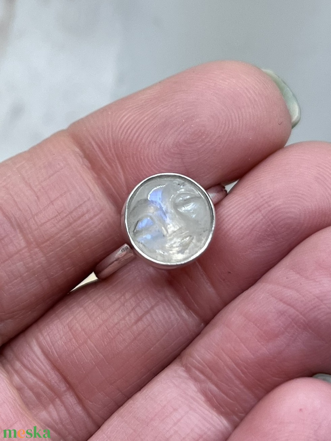 Telihold ezüst gyűrű holdkővel - ékszer - gyűrű - szoliter gyűrű - Meska.hu
