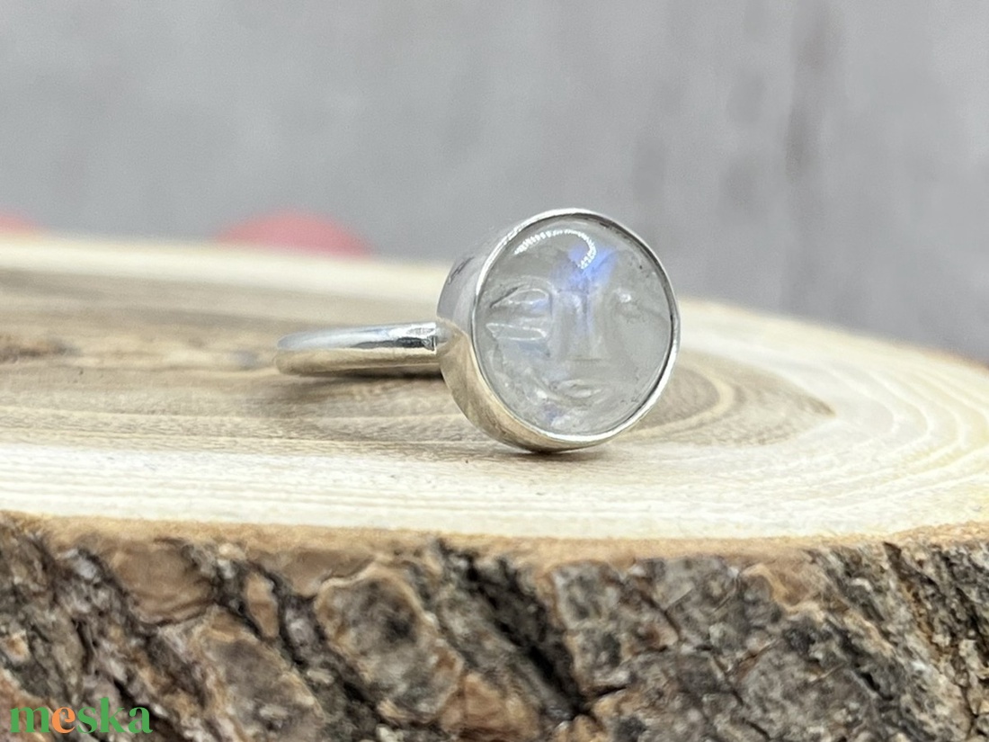 Telihold ezüst gyűrű holdkővel - ékszer - gyűrű - szoliter gyűrű - Meska.hu