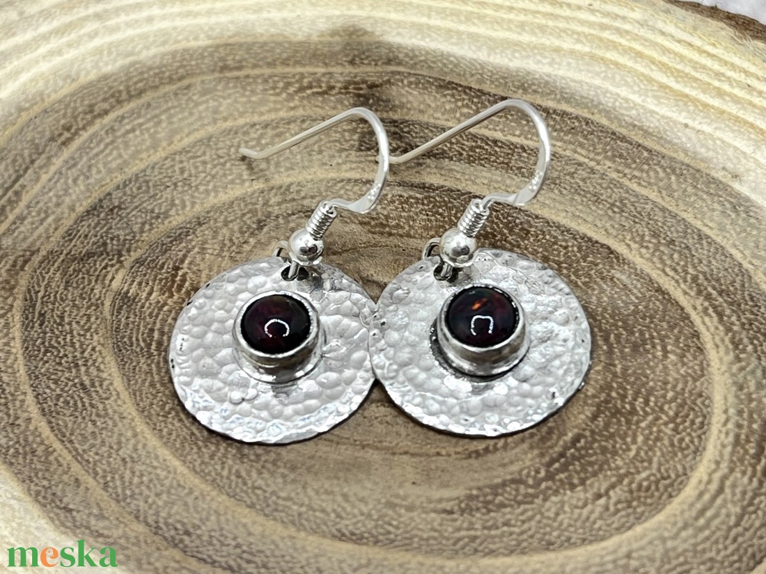 Fekete opál ezüst fülbevaló - ékszer - fülbevaló - lógó fülbevaló - Meska.hu