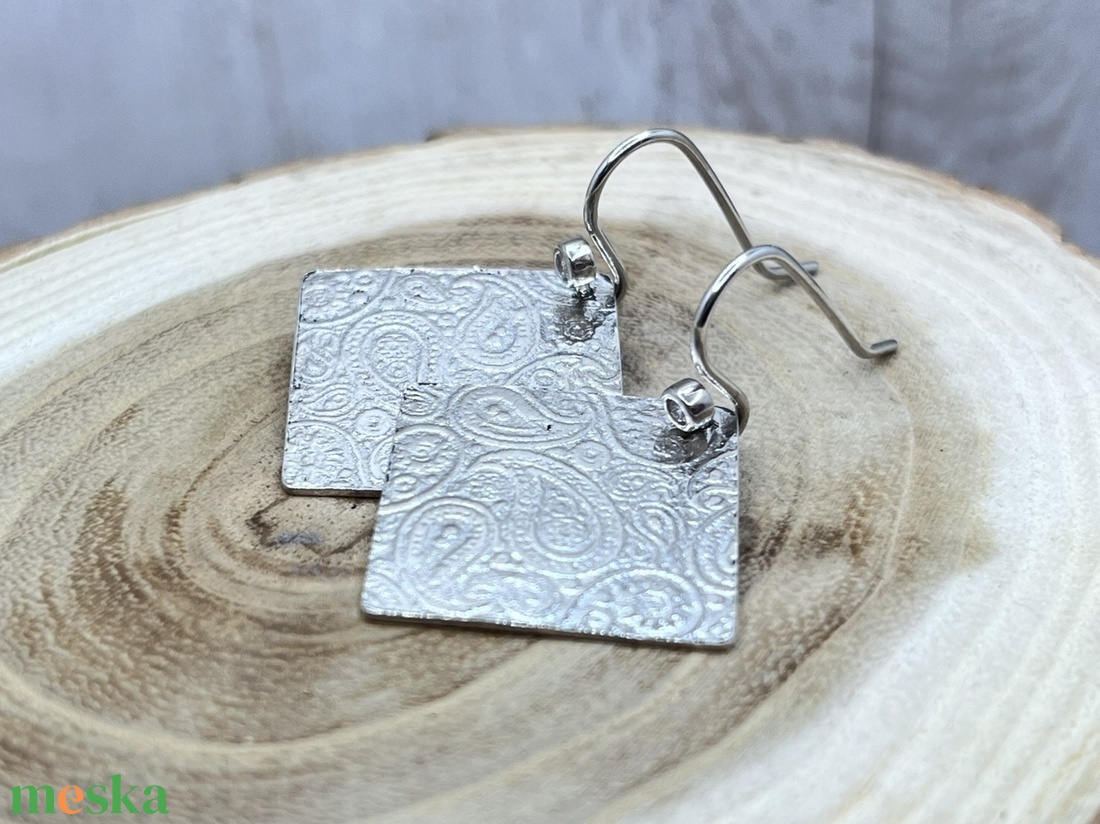 Paisley mintás ezüst fülbevaló - ékszer - fülbevaló - lógó fülbevaló - Meska.hu