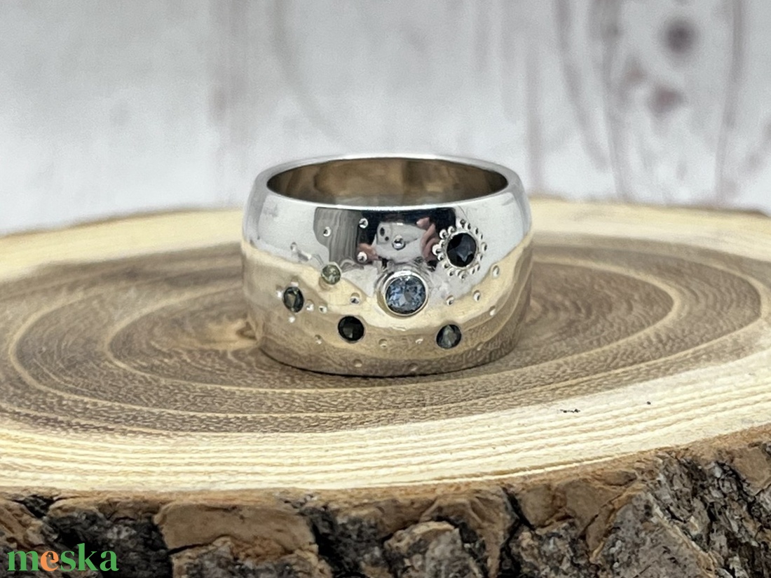 Zafír, akvamarin ezüst gyűrű  - ékszer - gyűrű - statement gyűrű - Meska.hu