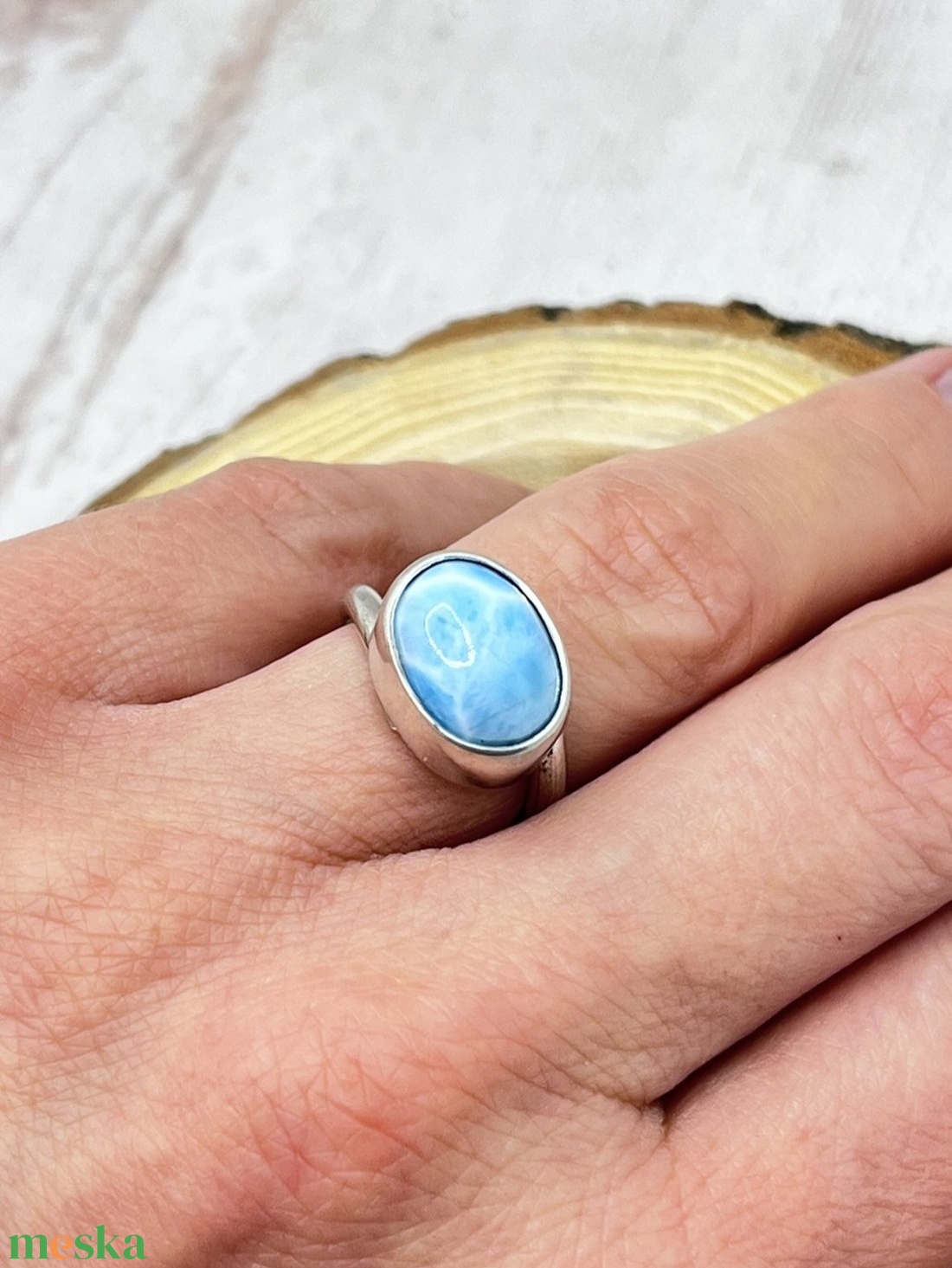 Larimár ezüst gyűrű  - ékszer - gyűrű - statement gyűrű - Meska.hu