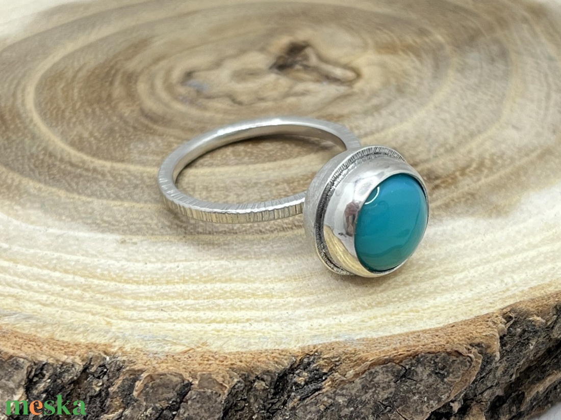 Krizopráz ezüst gyűrű  - ékszer - gyűrű - kerek gyűrű - Meska.hu