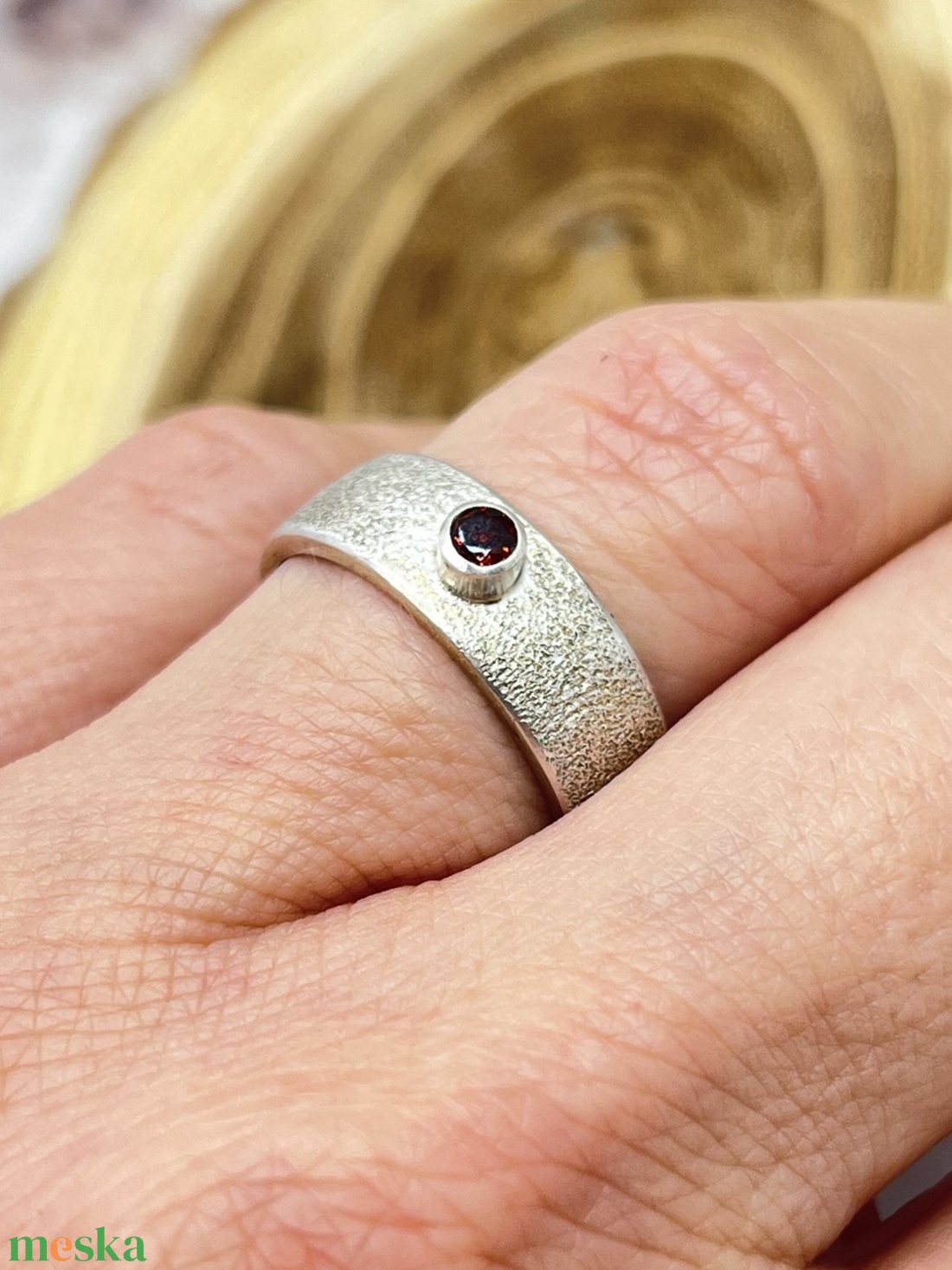 Gránát ezüst gyűrű  - ékszer - gyűrű - szoliter gyűrű - Meska.hu