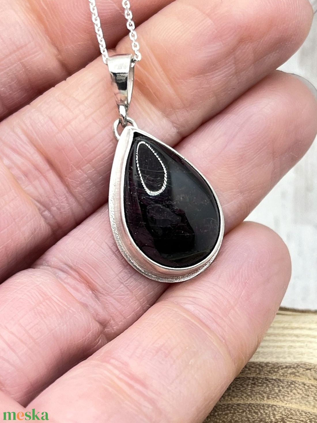 Gránát ezüst nyaklánc - ékszer - nyaklánc - medál - Meska.hu