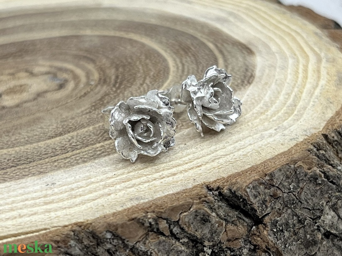 Szellőrózsa ezüst fülbevaló - ékszer - fülbevaló - pötty fülbevaló - Meska.hu